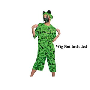 Disguise Billie Eilish Bravado Adult Top, Shorts, Head Wrap & Face Mask