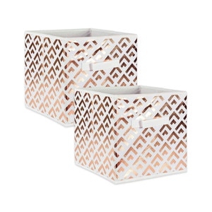 Square Poly Storage DII Non Woven SET/2 Collapsible Square Poly Storage Cube White/Copper ...
