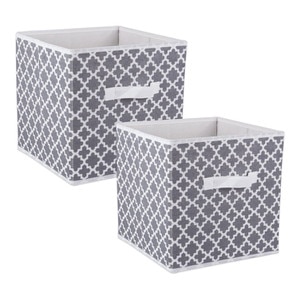 Square Poly Storage DII Non Woven SET/2 Collapsible Square Poly Storage Cube Grey Lattice ...