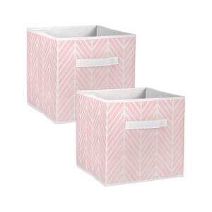 Square Poly Storage DII Non Woven SET/2 Collapsible Square Poly Storage Mauve Herringbone ...