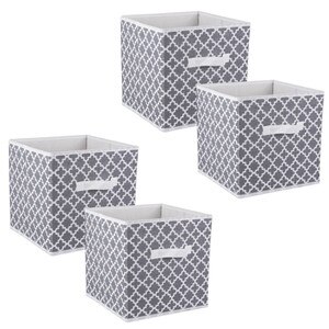 Square Poly Storage DII Non Woven SET/4 Collapsible Square Poly Storage Cube Grey Lattice ...